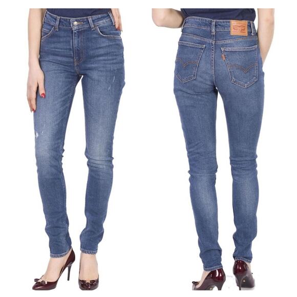 LEVIS 721 VINTAGE HIGH SKINNY INDIGO FLICKER 28 ORANGE TAB - Picture 1 of 7